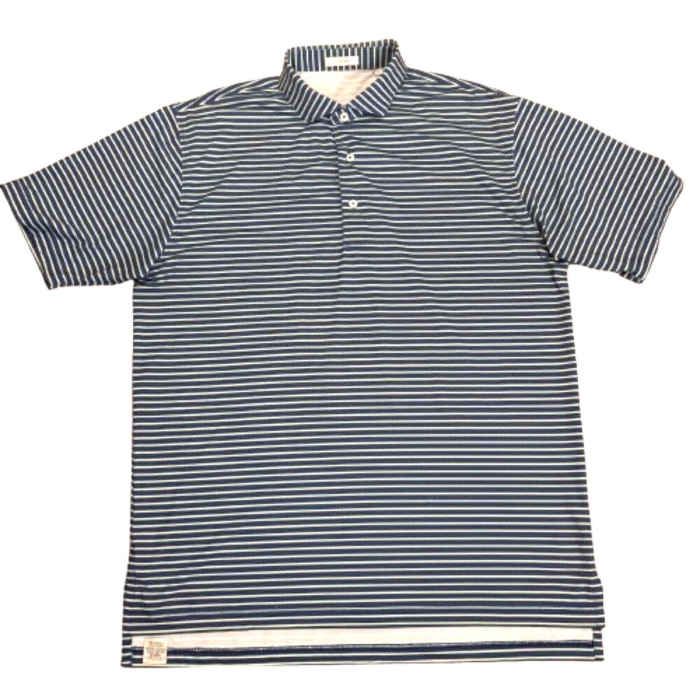 Oliver Ridley Blue Green Striped Performance Golf‎ Polo Shirt Preppy Size Large